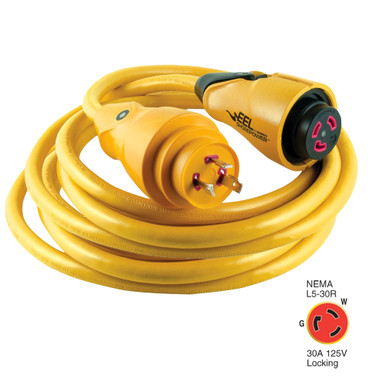 Marinco CS30-25 EEL 30A 125V Shore Power Cordset - 25' - Yellow - P/N CS30-25